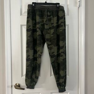 Free Press Green Camo Waffle Material Jogger Pajama Pants
